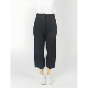 Quince Pants Wide Leg Sz 4 Or Small Black High Rise Stretch Casual